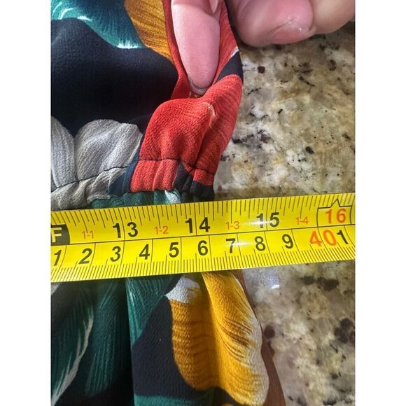 VINTAGE J. Harris 90s Tropical Hawaii Tiered Ruffle Asymmetric Midi Dress Size 4 - Picture 12 of 16